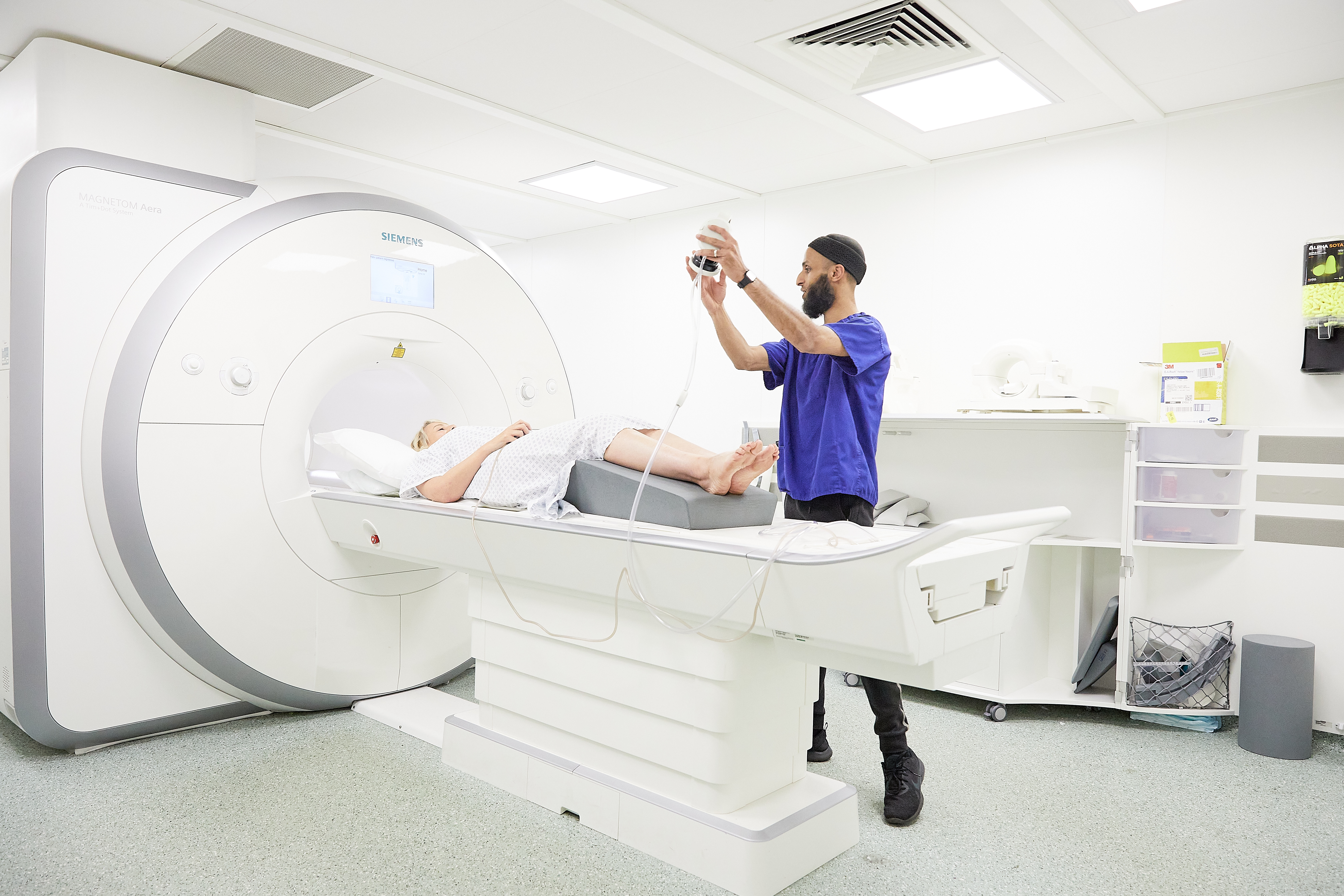 Patient having a private MRI scan Patient having a private MRI scan